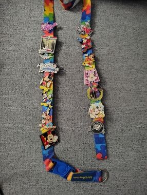 Walt Disney Pins And Lanyard